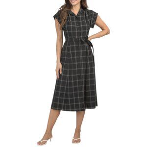 CALVIN KLEIN Windowpane Midi Dress